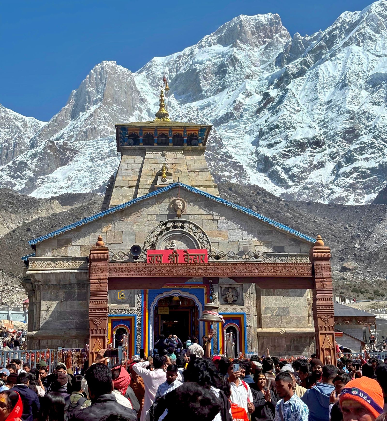 Kedarnath temple against a snow-capped Himalayan backdrop in Uttarakhand
